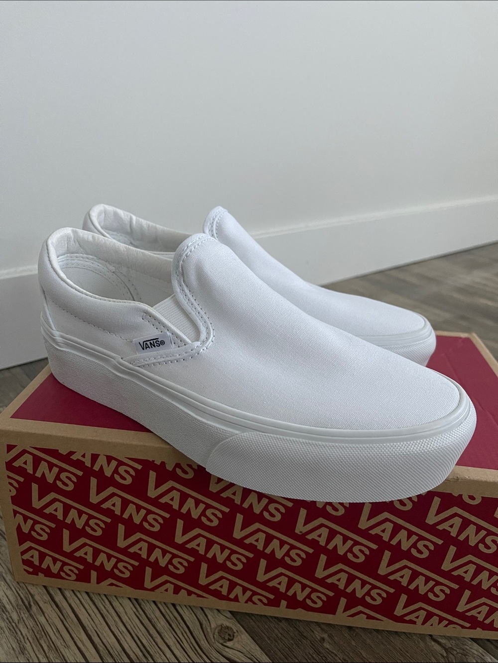 Vans White Canvas Slip-On Shoes